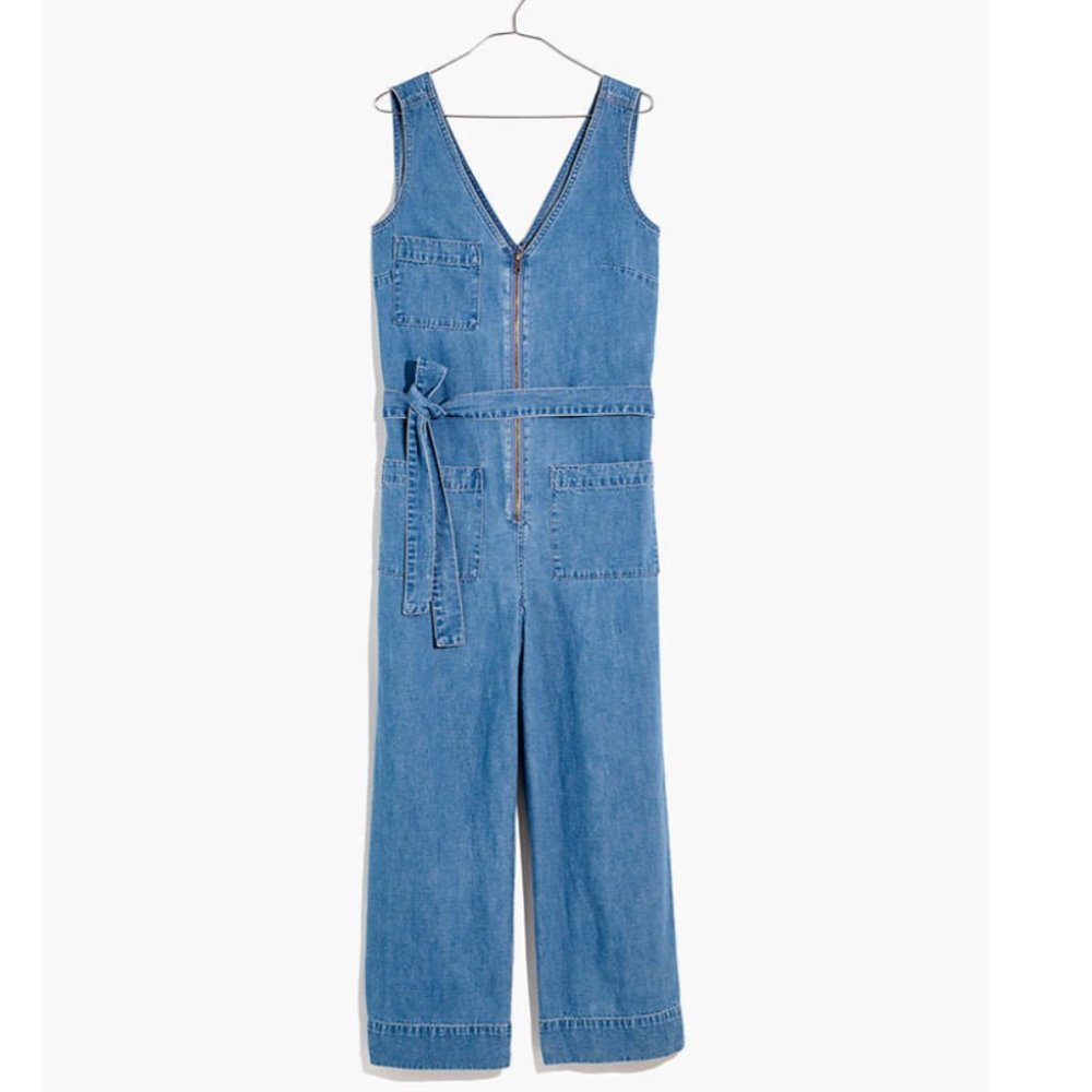 Madewell Denim Sleeveless Zip-Front Jumpsuit